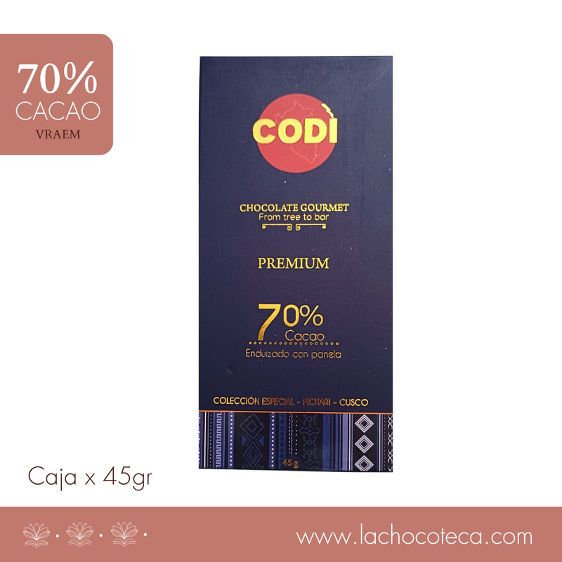 Barra Cacao 70% con Panela x 45gr - CODI
