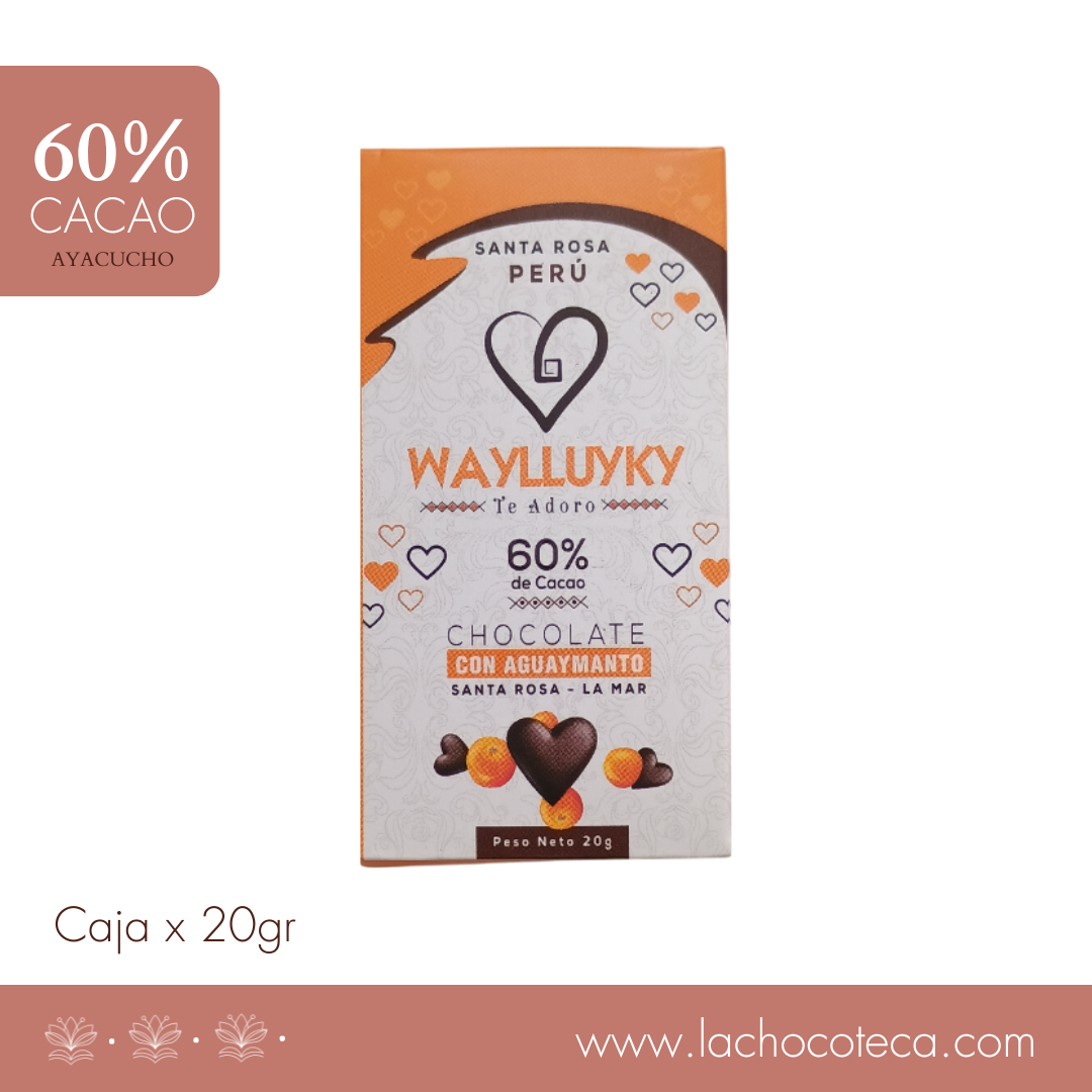 Barra Cacao 60% con Aguaymanto x 20gr - WAYLLUYKY