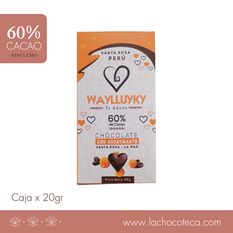 Barra Cacao 60% con Aguaymanto x 20gr - WAYLLUYKY