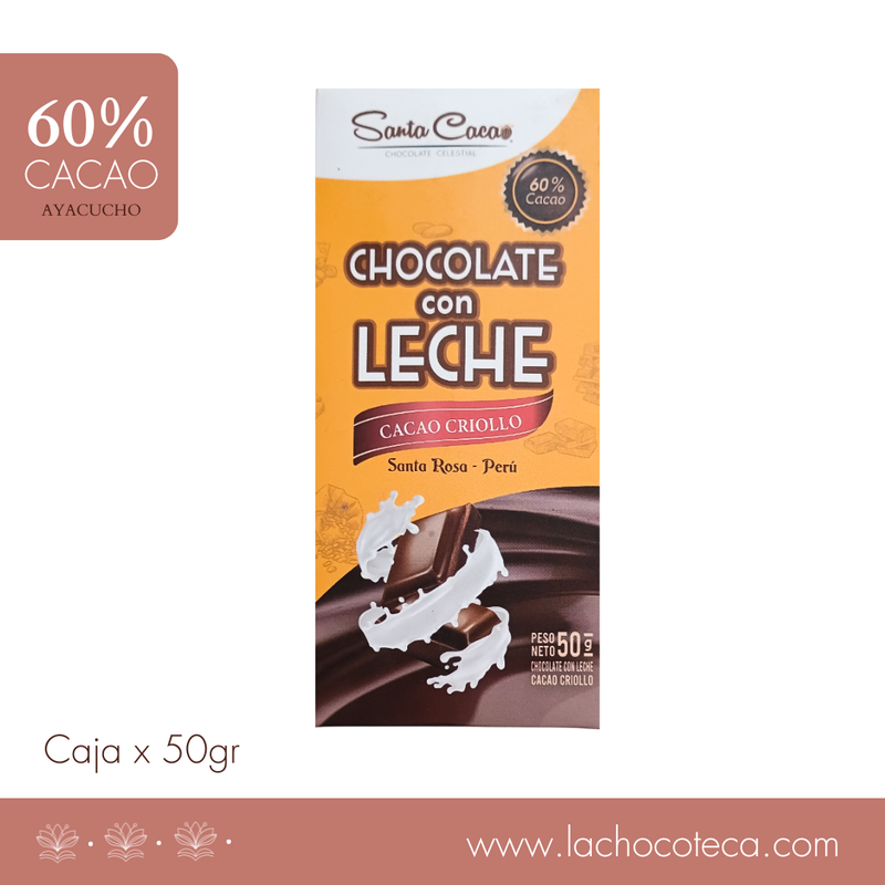 Barra Cacao 60% con Leche x 50gr - SANTA CACAO