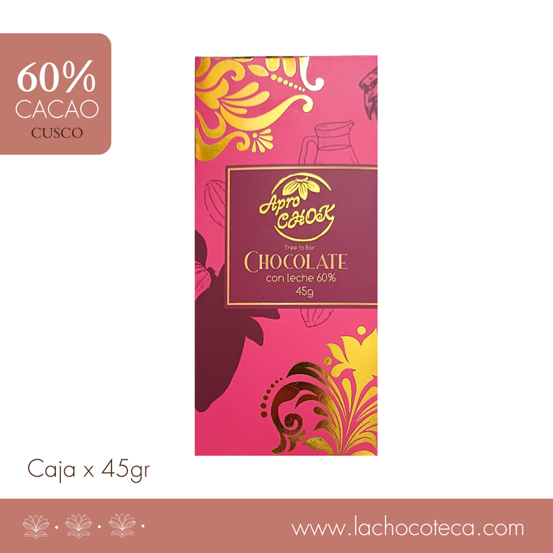 Barra Cacao 60% con Leche x 45gr - APROCHOK