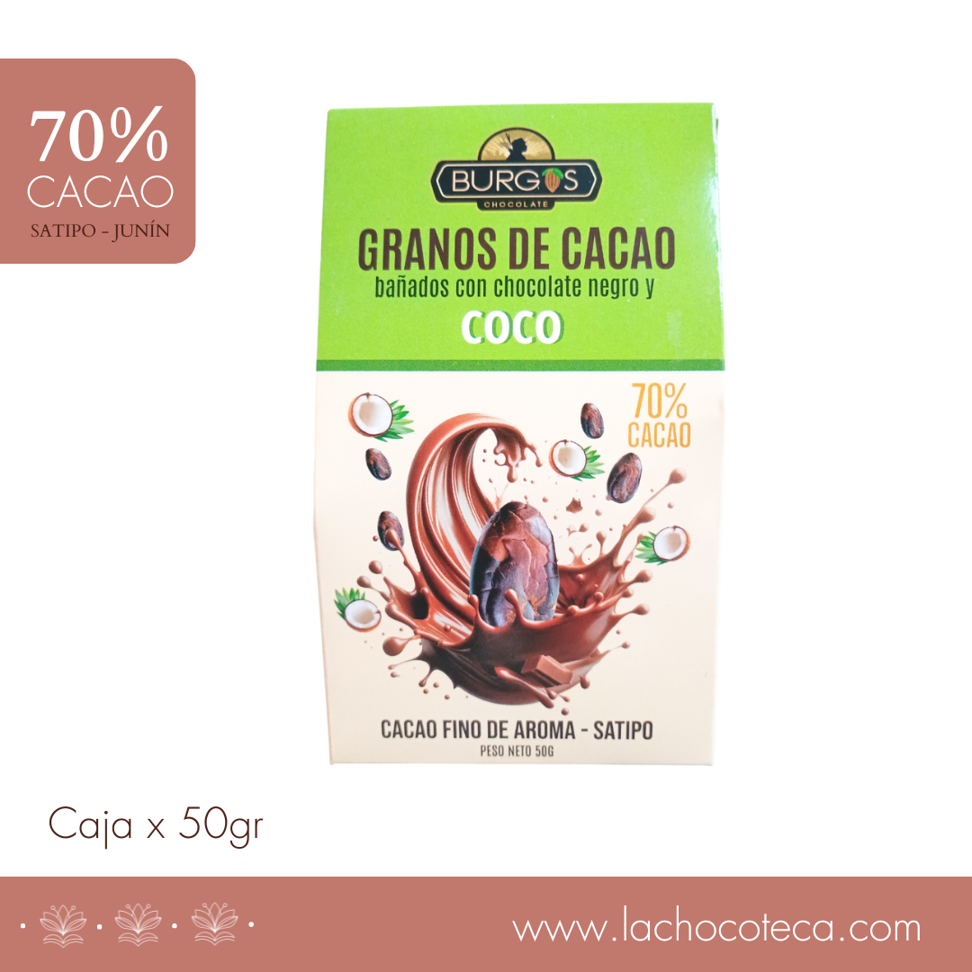 Granos de Cacao al 70% con Coco x 50gr - BURGOS