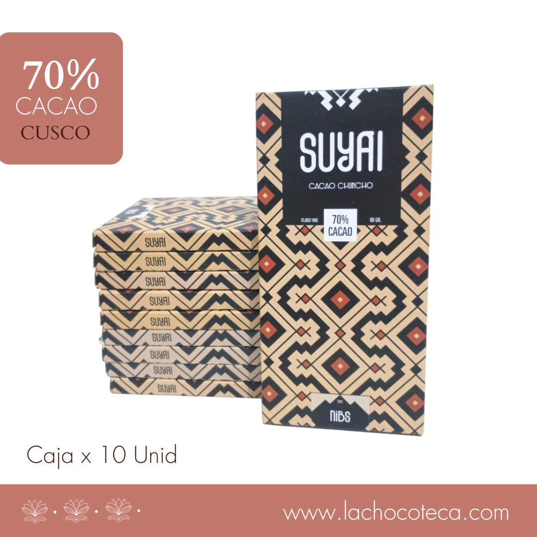 Caja x 10 Unid - Barras Cacao 70% con Nibs x 80gr - SUYAI