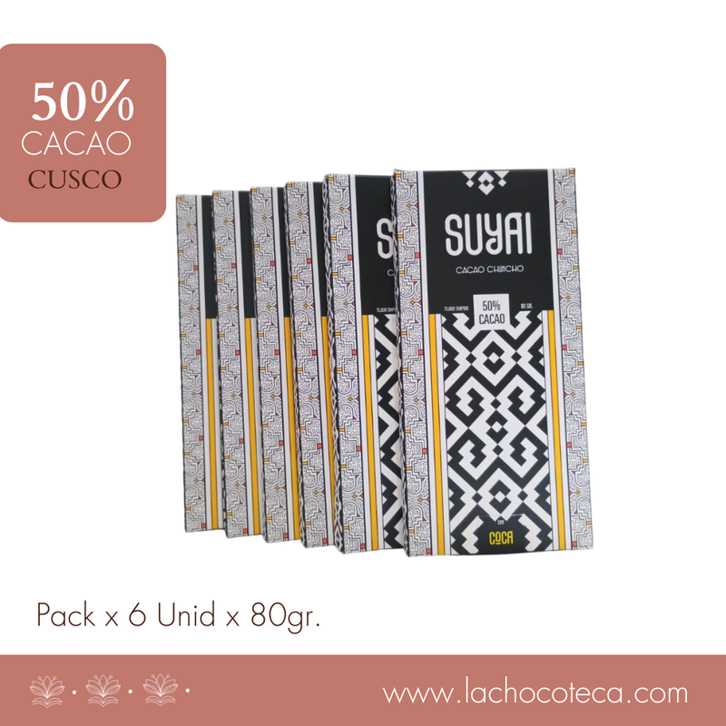 Pack x 6 Unid - Barras Cacao 50% con Coca x 80gr - SUYAI