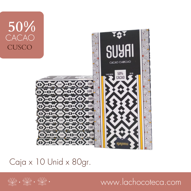 Caja x 10 Unid - Barras Cacao 50% con Aguaymanto x 80gr - SUYAI
