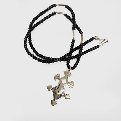 Tuareg Silver Cross & Zulu Beads 