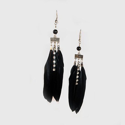 Festive Feather Earring - Black