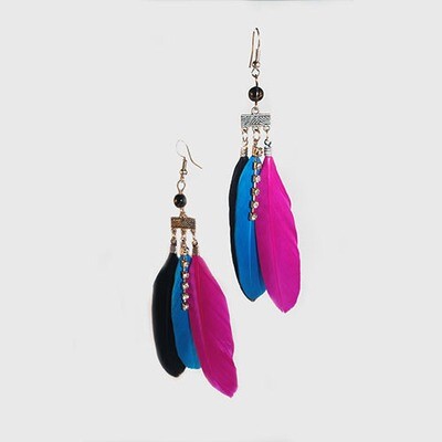 Festive Feather Earring - Tricolore
