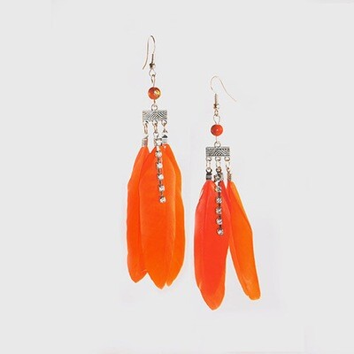 Festive Feather Earring - Orange