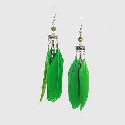 Festive Feather Earring - Emerald