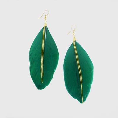 Tendrils Feather Earring - Emerald