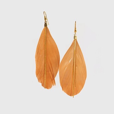 Tendrils Feather Earring - Golden