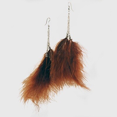 Fluffly Feather Earring - Cocoa