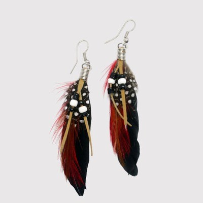 Bijoux Feather Earring - Black/Red