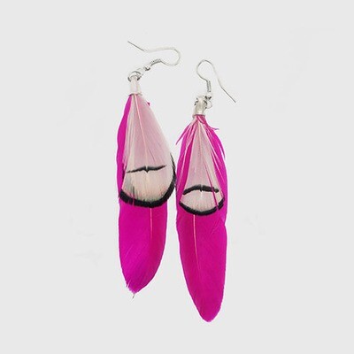 Starling Feather Earring - Fuchsia