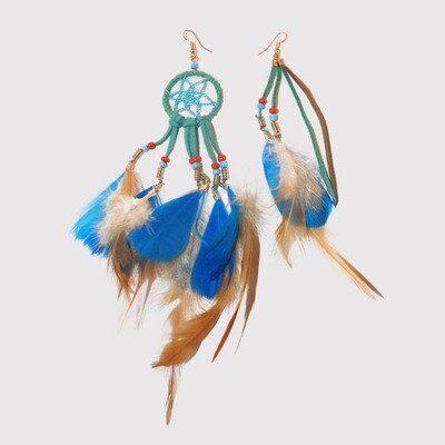 Dreamcatcher Feather Earring - Cobalt