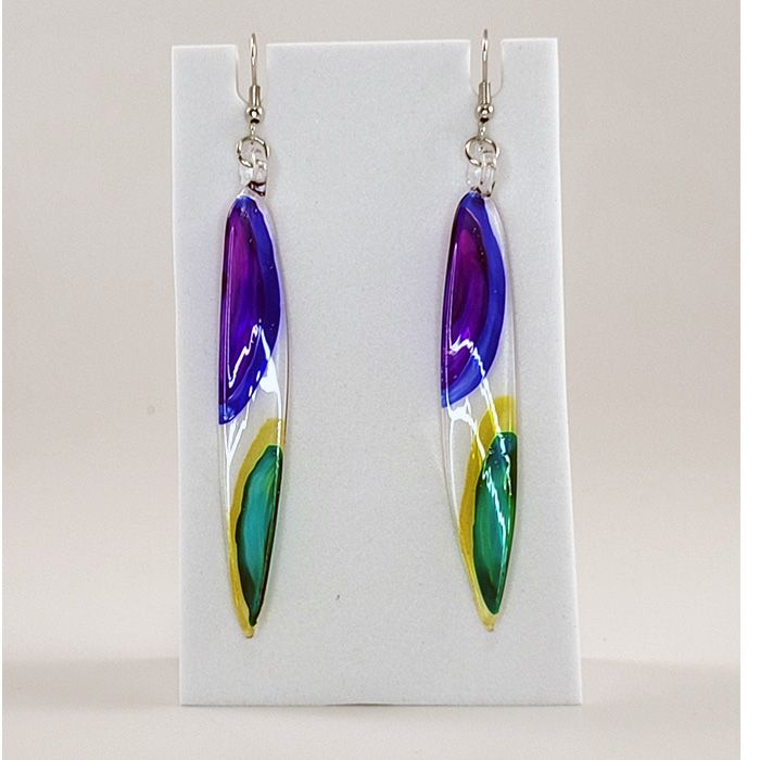 Venice Glass Twist Earrings, Glass Color: Purple/Green