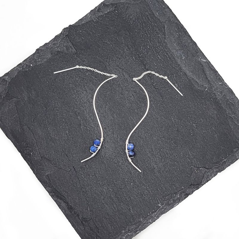 Curve Sterling Earrings - Lapis