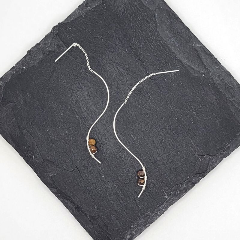 Curve Sterling Earrings - Tiger's Eye