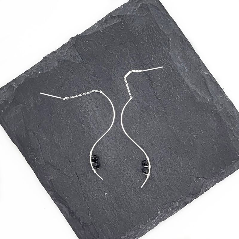 Curve Sterling Earrings - Obsidian