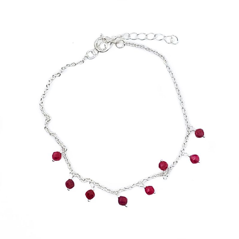 Sterling Garnet Gemstone Bracelet