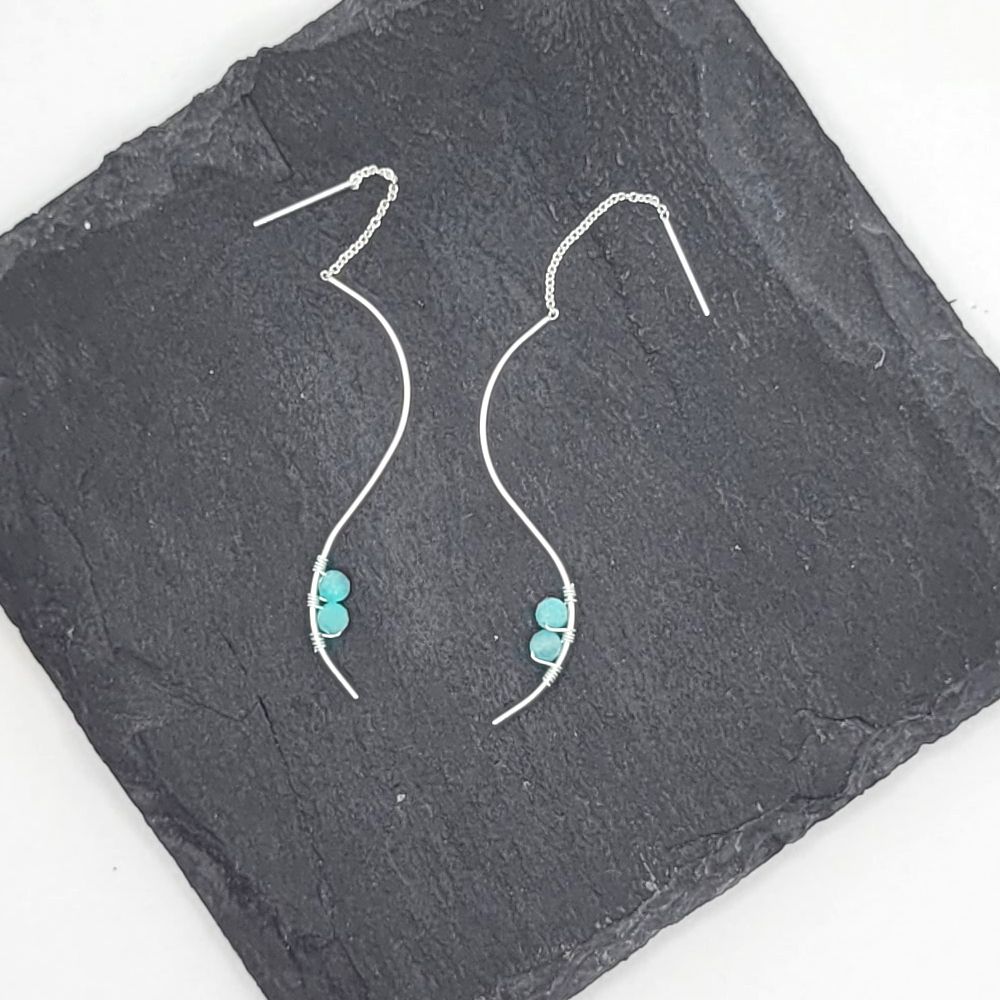 Curve Sterling Earrings - Amazonite