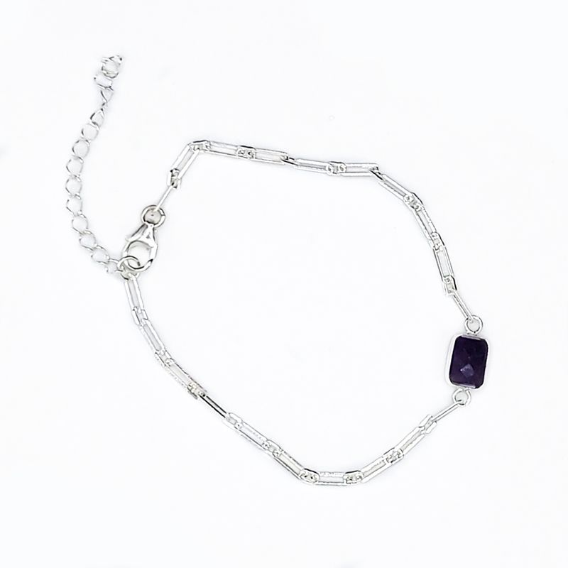 Sterling Silver Links Bracelet - Obsidian