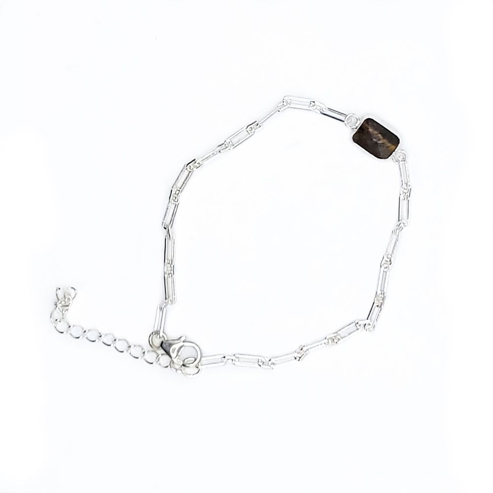 Sterling Silver Links Bracelet - Tiger's Eye