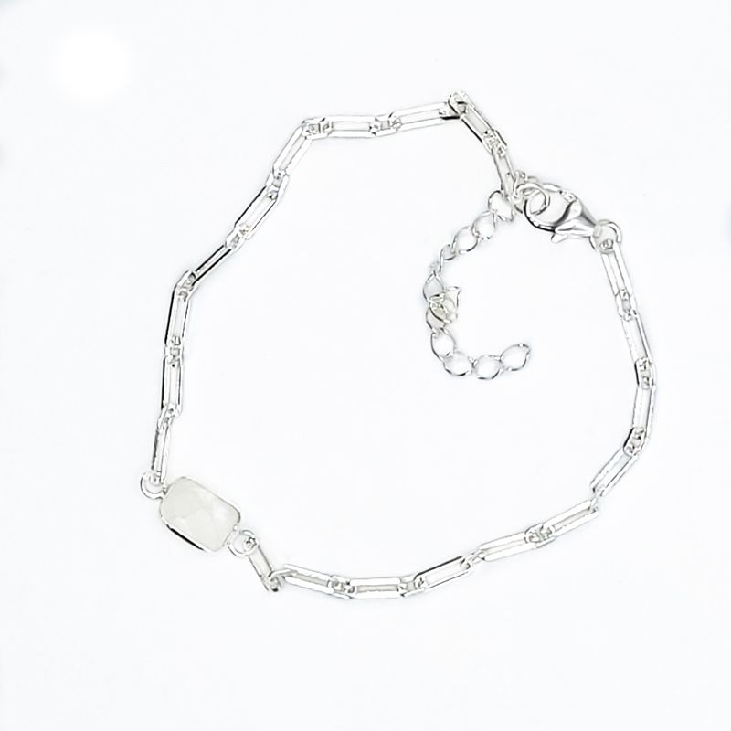 Sterling Silver Links Bracelet - Clear Quartz