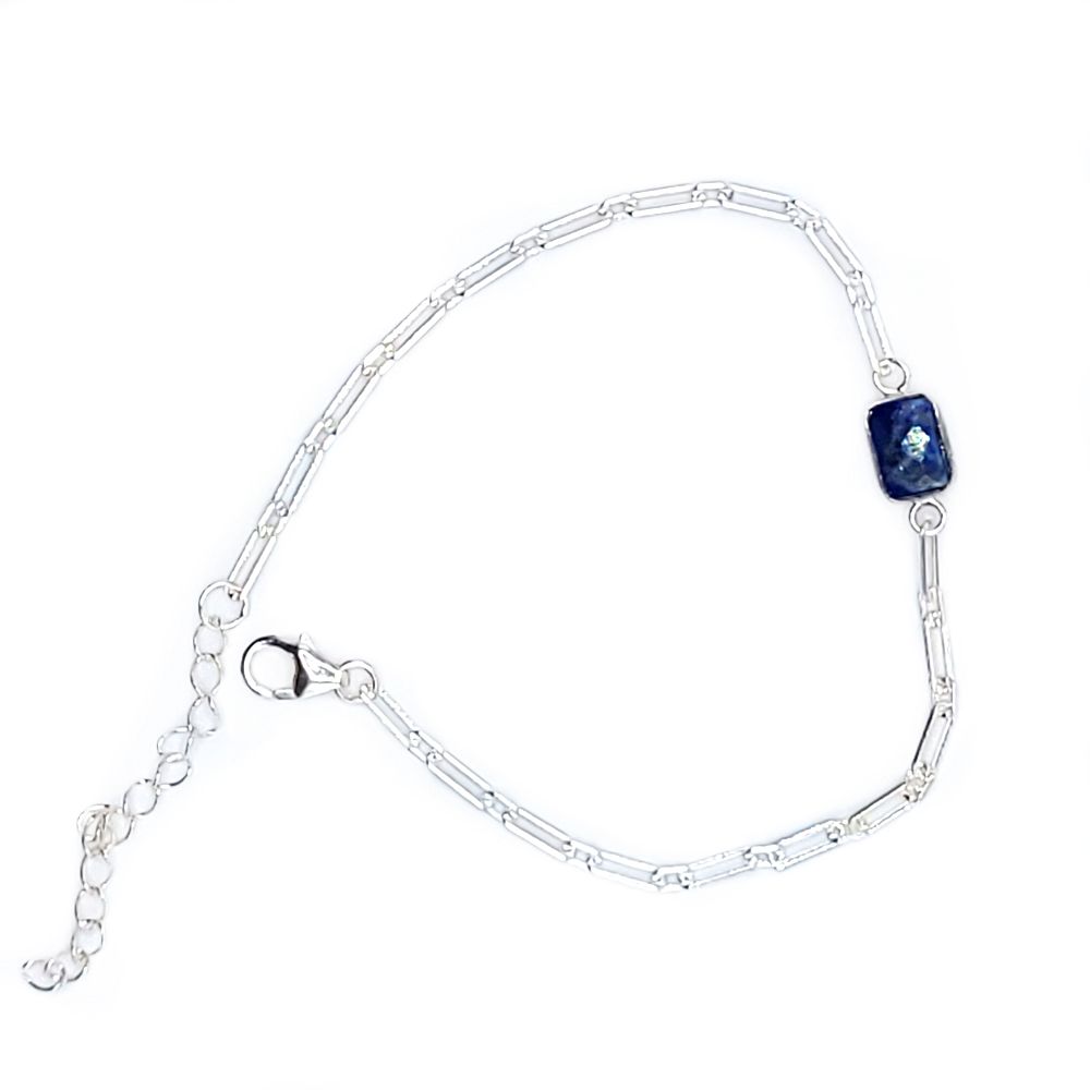 Sterling Silver Links Bracelet - Lapis Lazuli Sterling Silver Links Bracelet - Lapis Lazuli