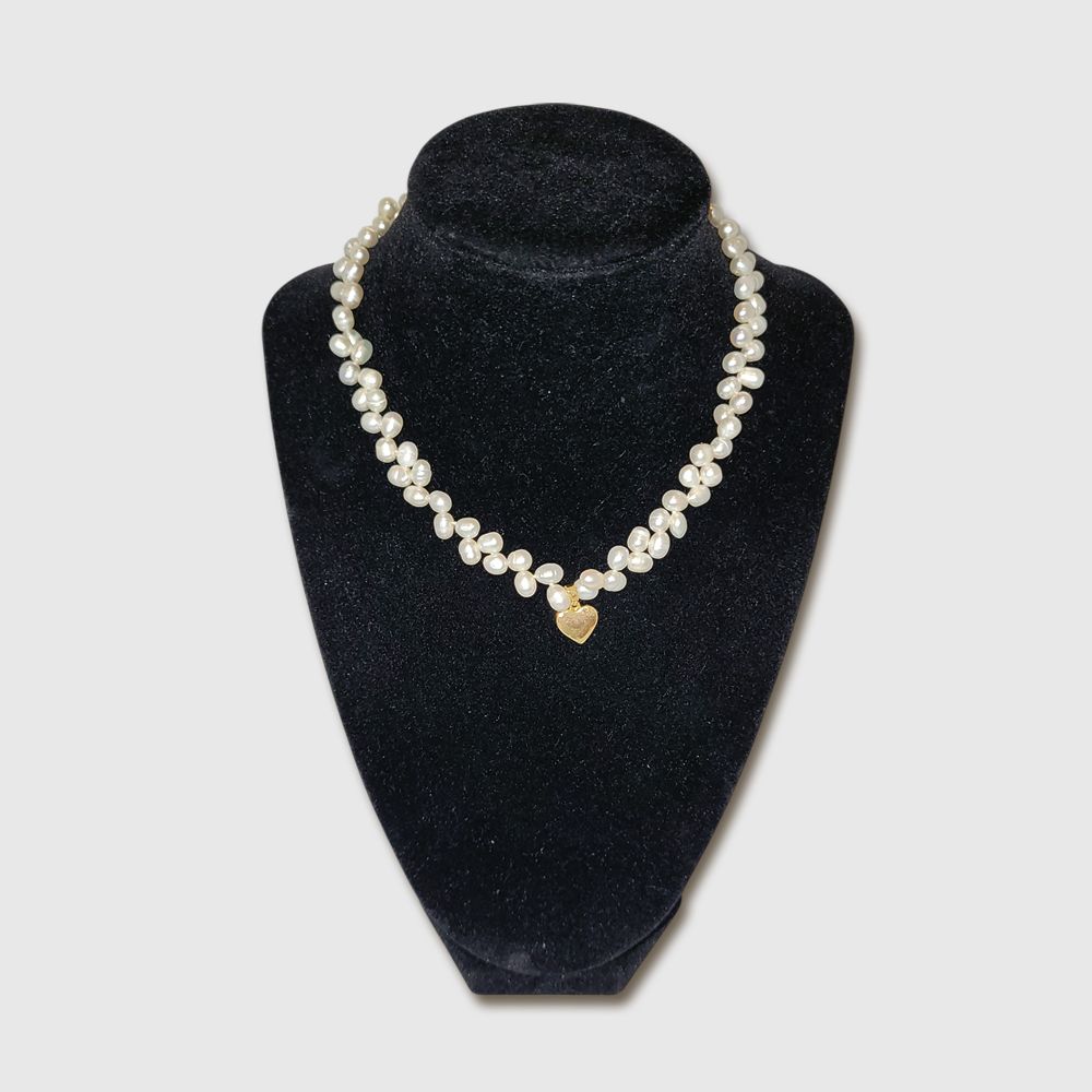 Golden Heart Pearl Necklace