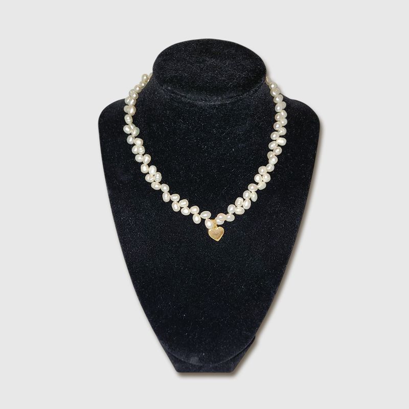 Golden Heart Pearl Necklace