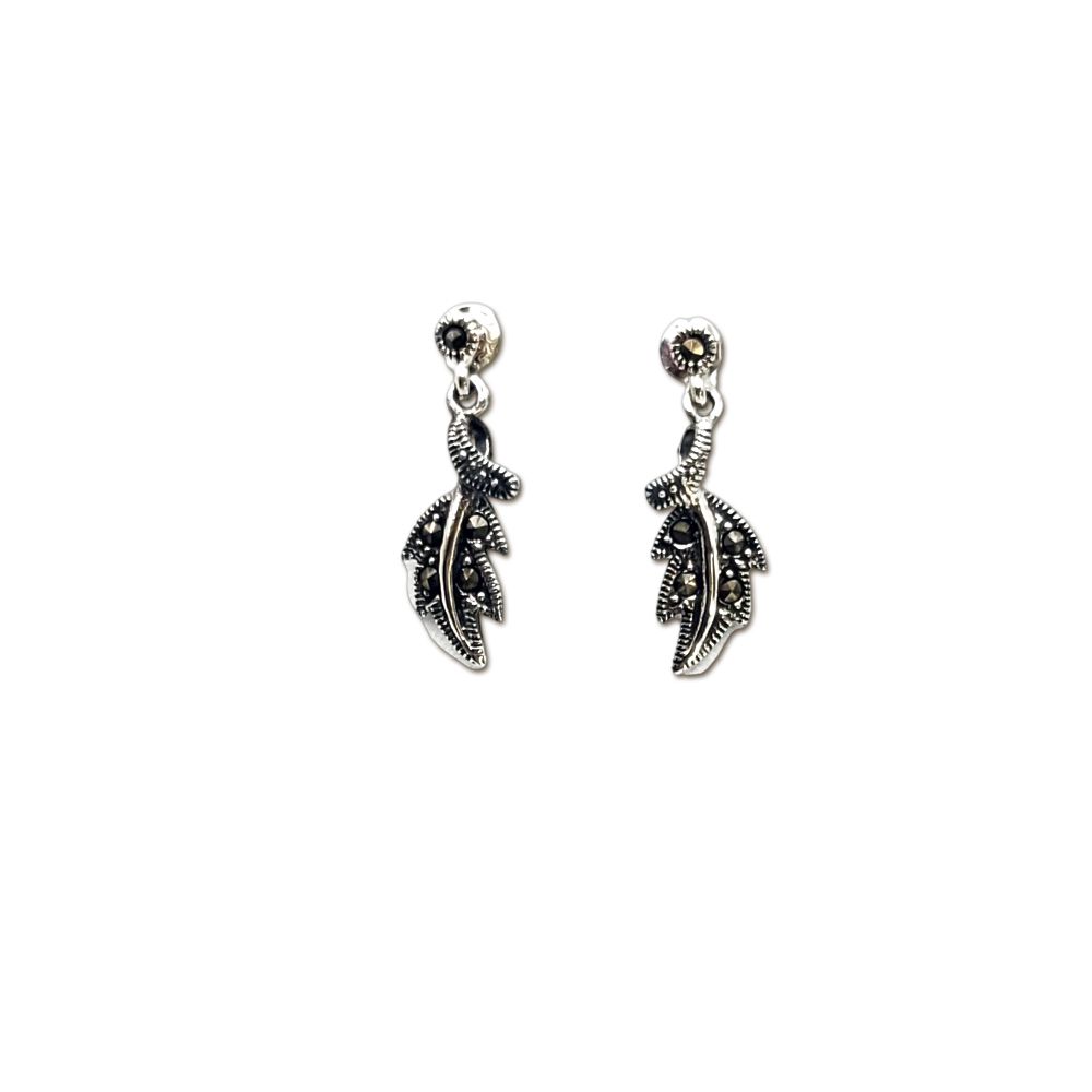 Marcasite Earrings - Oak Leaf