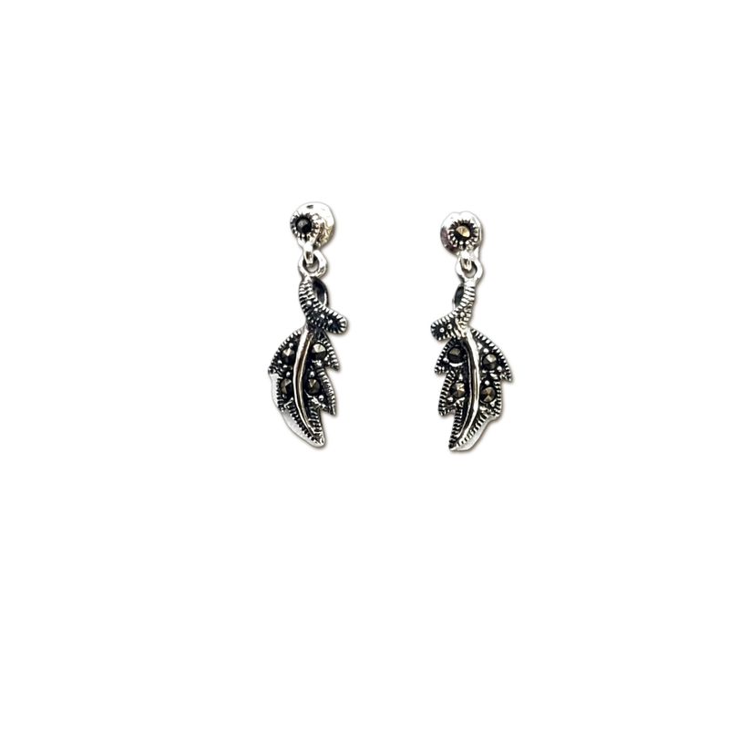 Marcasite Earrings - Oak Leaf