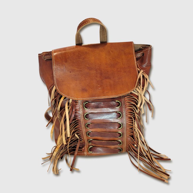 Nomad Moroccan Goat Leather Backpack - Brandy