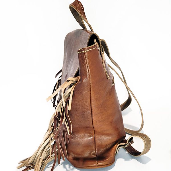 Nomad Moroccan Goat Leather Backpack - Brandy
