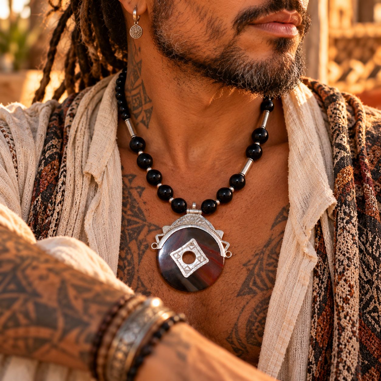 Tuareg Silver Circle Of Life Amulet