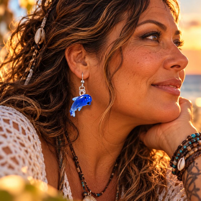 Venice Glass Dolphin Earrings