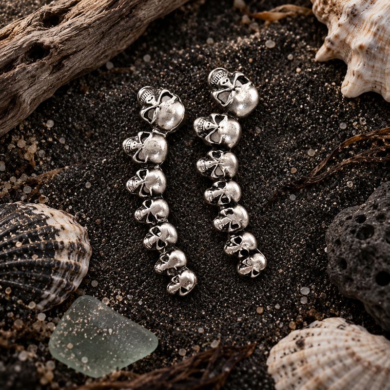 Skulls Silver Earring