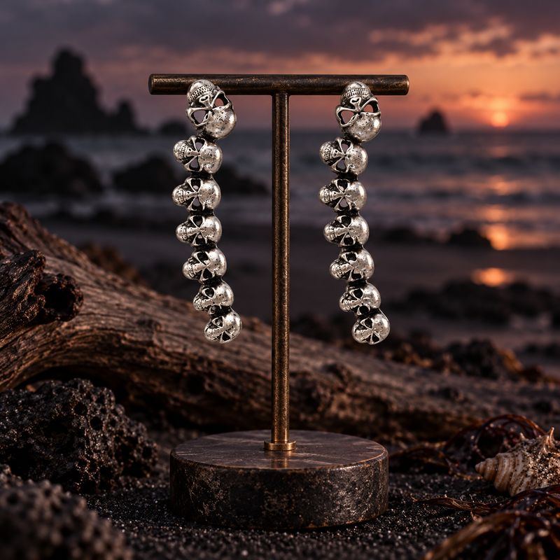 Skulls Silver Earring