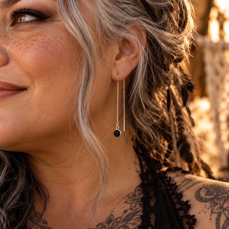Flow Sterling Earrings - Obsidian