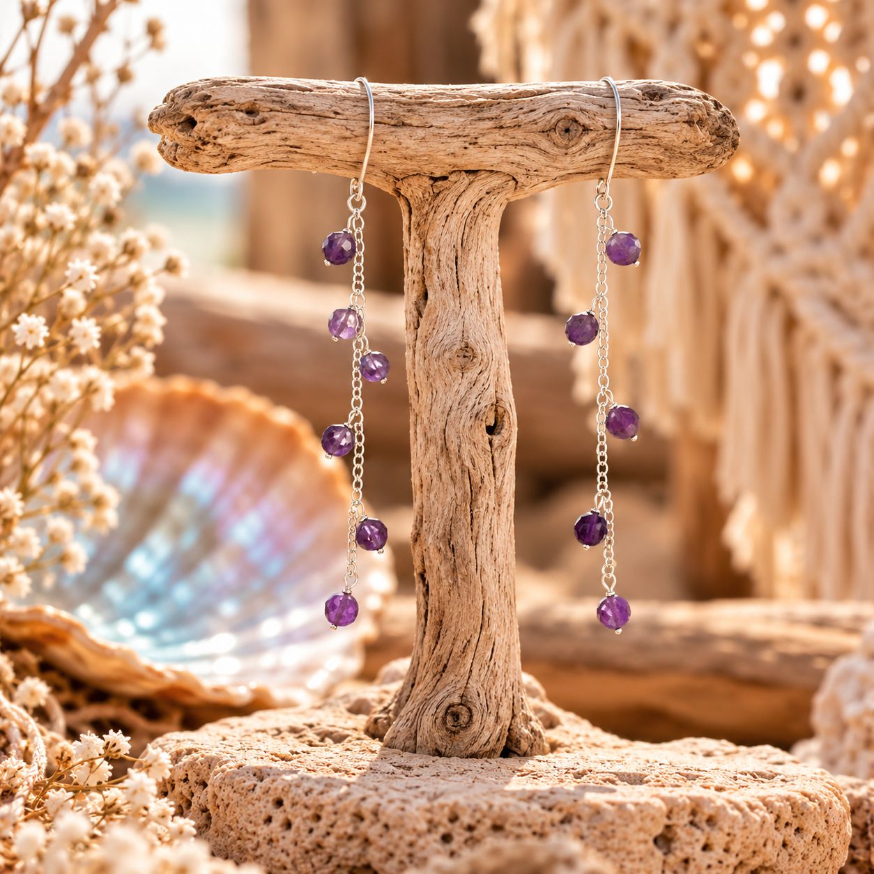 Wanderer Sterling Earrings - Amethyst Wanderer Sterling Earrings - Amethyst