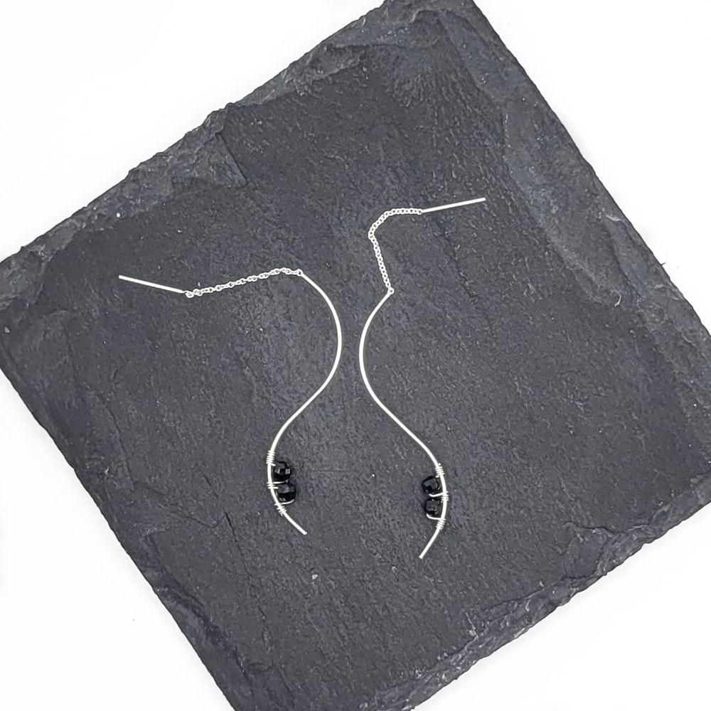 Curve Sterling Earrings - Obsidian