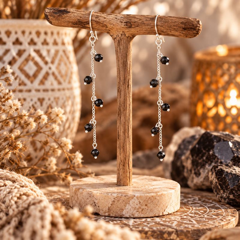 Wanderer Sterling Earrings - Obsidian