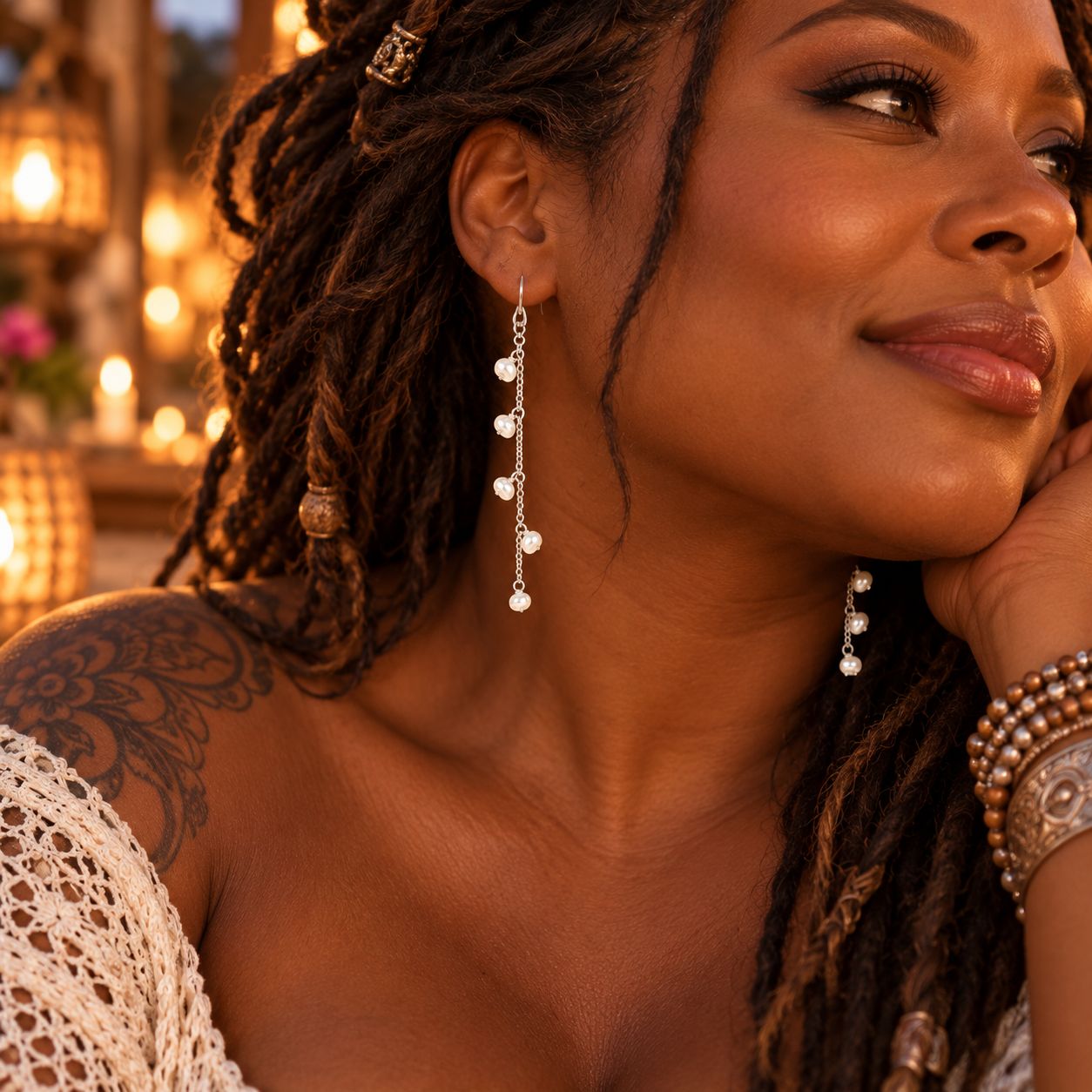 Wanderer Sterling Earrings - Pearls