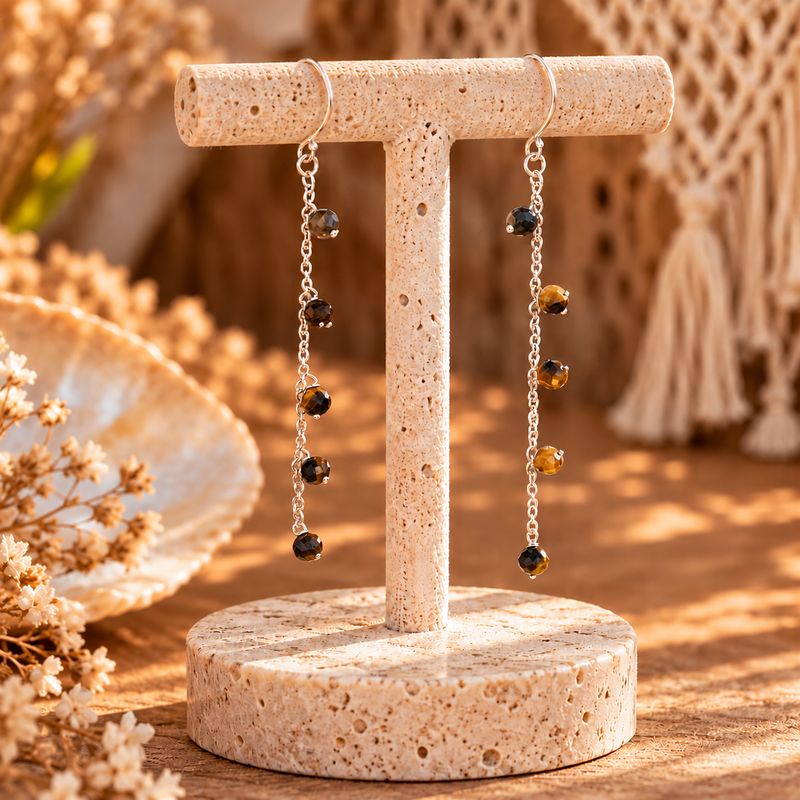 Wanderer Sterling Earrings - Tiger's Eye
