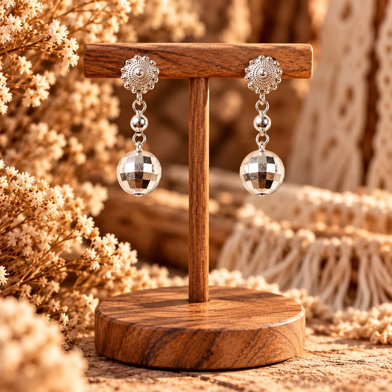 Mirror Ball Sterling Earrings