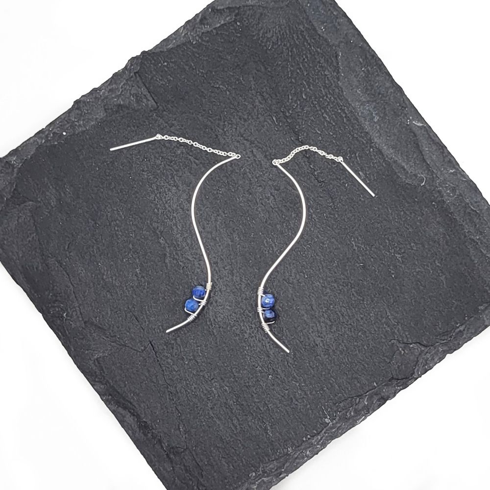 Curve Sterling Earrings - Lapis