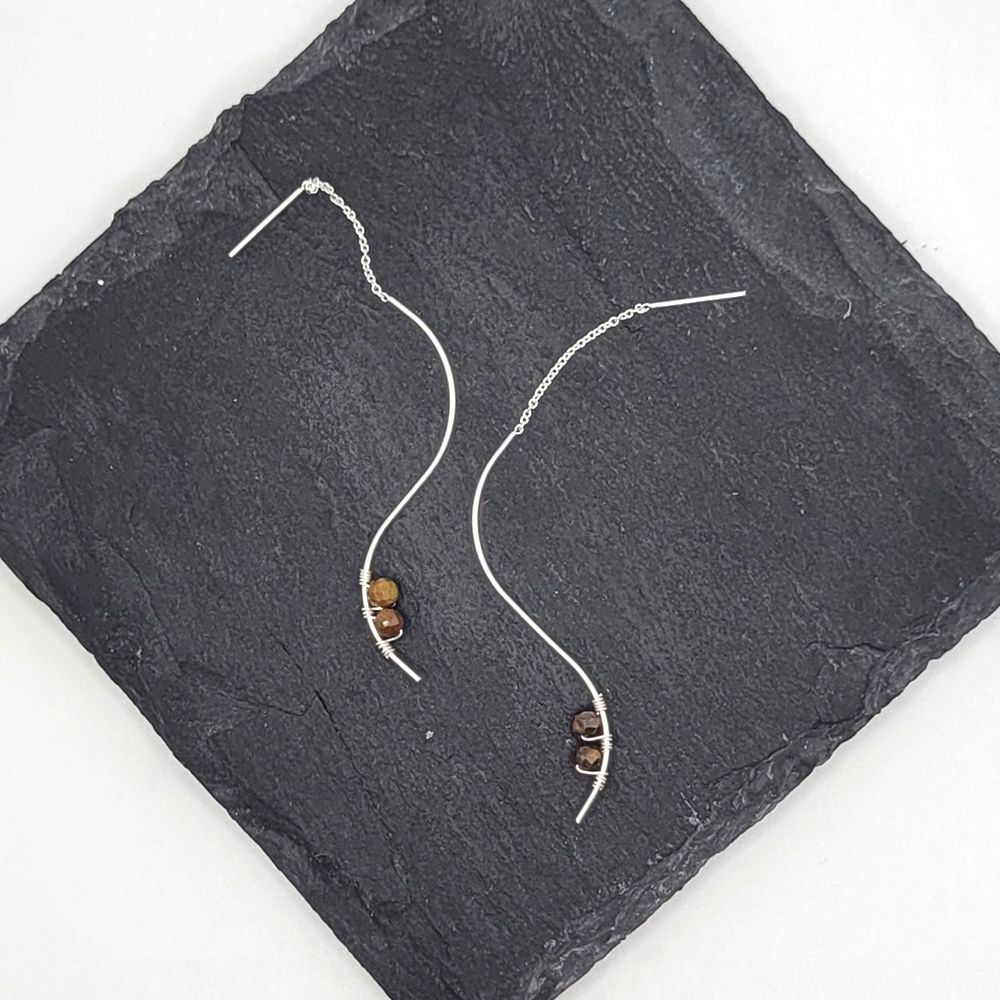 Curve Sterling Earrings - Tiger's Eye