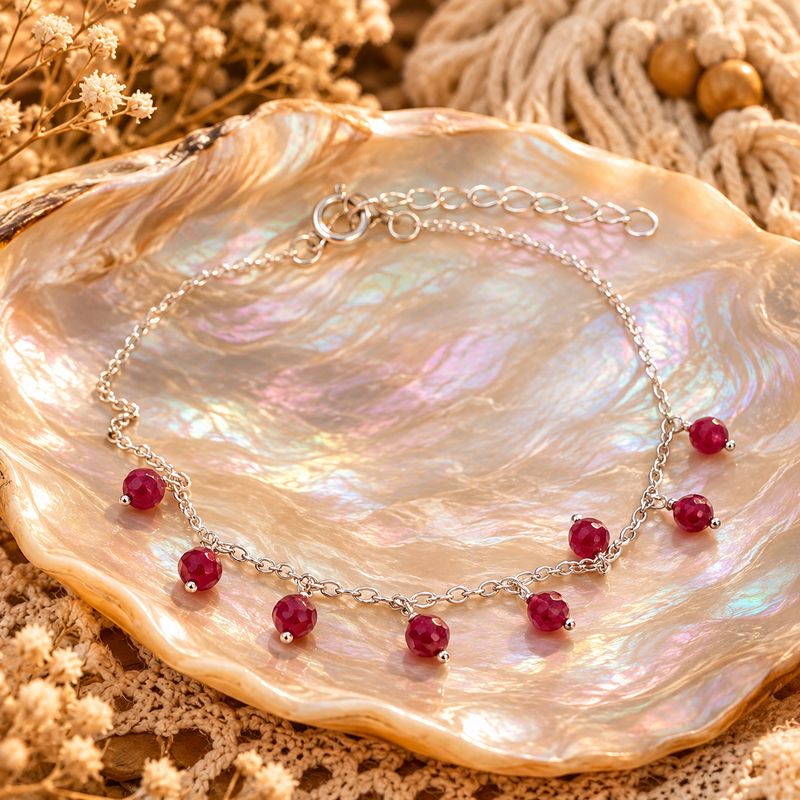Sterling Garnet Gemstone Bracelet